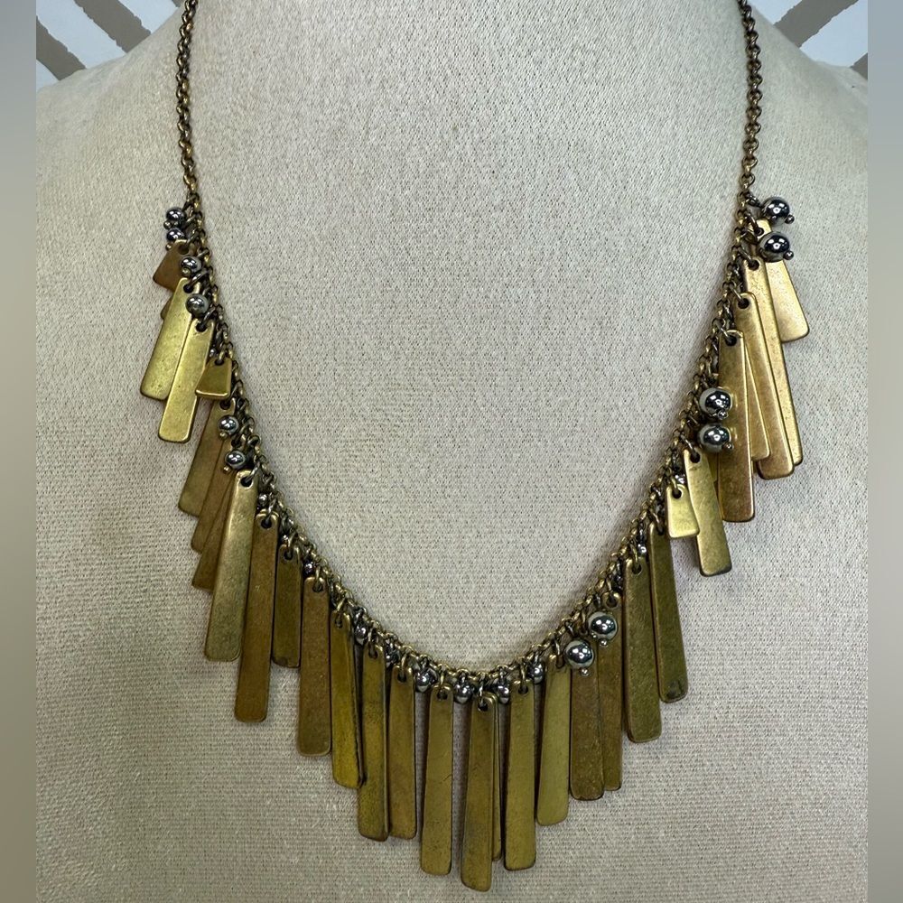 J Crew Matte Gold Fringe Necklace